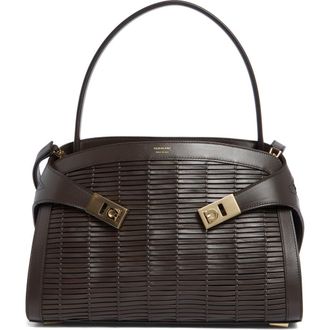 Ferragamo Medium Hug Soft Woven Leather Shoulder Bag in Testa Di Moro at Nordstrom