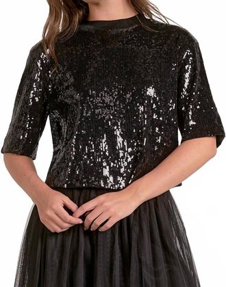 Elan Delilah Sequin Top In Black