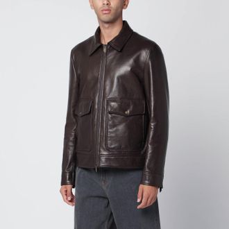 Salvatore Santoro Brown leather zip jacket