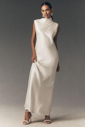 BHLDN Satin Column Knot Maxi Dress