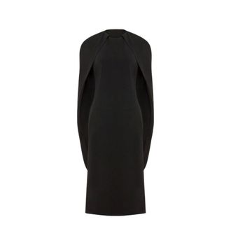 Alberta Ferretti Kleedjes, Dames, Zwart, L, Polyester, Stretch cady cape jurk