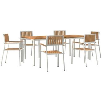 vidaXL Conjunto De Comedor De Jard&iacute;n 7 Pcs Madera De Teca Maciza Vidaxl