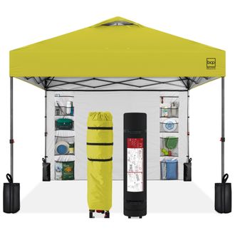 Best Choice Products 10x10ft Easy Setup Pop Up Canopy, Portable Tent w/ Side Wall, 1-Button Push, Case