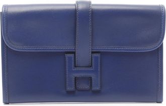 Hermès Navy Box Calf Leather Leather Clutch Bag (Pre-Owned)