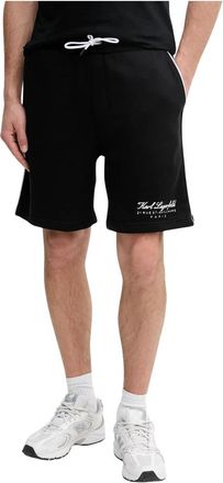Karl Lagerfeld Shorts met geborduurd logo en zijstrepen - Heren - Korte Broeken - Zwart - XL - Katoen - Korte Broeken