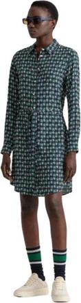 GANT Geometric Print Overhemdjurk - Dames - Shirt Kleedjes - Blauw - 3XL - Kleedjes