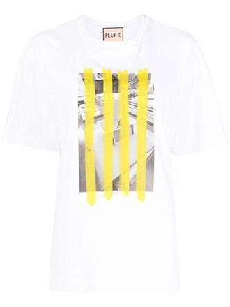 Plan C graphic print cotton T-shirt - White