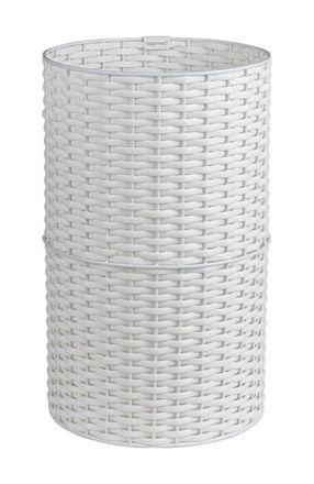 Happimess Cecil Modern Faux Wicker Cylinder Waste Basket in White at Nordstrom