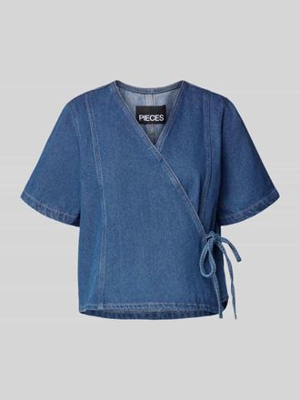 Pieces Regular Fit Jeansbluse aus Baumwoll-Mix Modell FIBBO in Dunkelblau, Gr&ouml;&szlig;e S