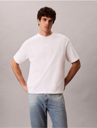 Calvin Klein Jeans Calvin Klein Mens Embroidered 1989 Logo Graphic Relaxed T-Shirt - Open White - 2XL