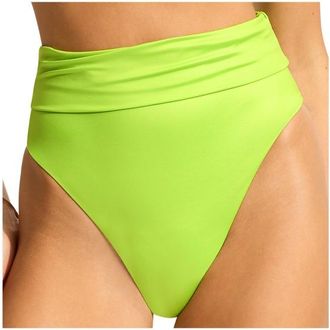 Seafolly Soleil Roll Top High Rise Pant Bikini-Bottom für Damen | grün