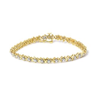 House of Brilliance 10k Yellow Gold-Plated Sterling Silver 1.00 Cttw Round-Cut Diamond X-Link 7.50 Bracelet