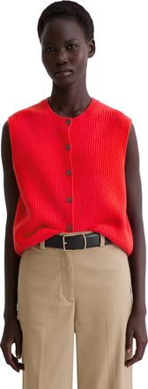 Marc O'Polo Strickweste MARC OPOLO, Damen, Gr. XL, bright rot, Strick, Obermaterial: 73% Schurwolle, 18% Polyamid, 9% sonstige Fasern, slim fit normal, Rundhals, 