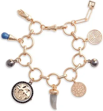 Open Edit Eclectic Charm Bracelet in Blue- Black- Gold at Nordstrom