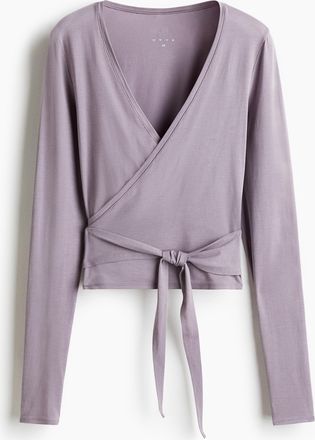 H&M Sportshirt im Wickelschnitt aus Modal - Purple