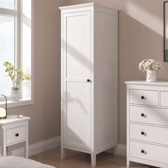 Home Source Industries 1 Door Single Wardrobe Hanging Clothes Organiser White MDF 179cm Tall