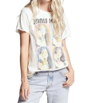 Recycled Karma Janis Joplin Portrait Tee In Pearl
