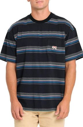 Billabong Baxter Oversize Stripe Pocket T-Shirt in Black at Nordstrom, Size Medium