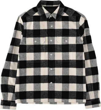 Rick Owens Black Grey Checkered Long-Sleeve Cotton Shirt