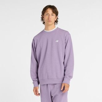 New Balance Uomo Sport Essentials French Terry Crew in Viola/Bianco, Cotone, Taglia XS