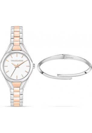 Trussardi Womens R2453159503 Ladies Metropolitan Watch and Bracelet Gift Set - Silver - One Size