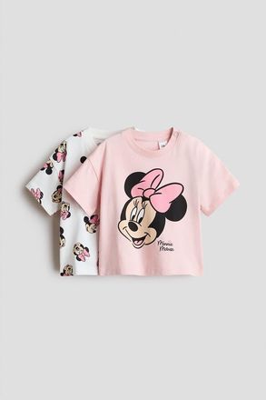 H&M 2-pack Printed Cotton T-shirts in Light Pink/minnie Mouse at Nordstrom, Size 12M