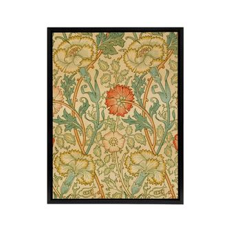 Artery8 Pink Carnations & Roses W. Morris Black Framed Canvas Wall Art | Size: W24 x H32