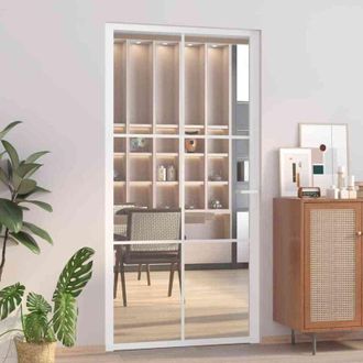 vidaXL Vidaxl - Puerta Interior Vidrio Egs Y Aluminio Blanco 102,5x201,5 Cm