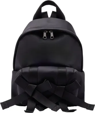 Simone Rocha Compact Bow Front Backpack with Pearl Embellishments