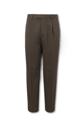 Ermenegildo Zegna Straight-Leg Pleated Cotton and Wool-Blend Twill Trousers