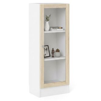 Dmora Dmora - Estante Para Libros Alexiane, Estante De Oficina, Porta Libros M&oacute;vil, Biblioteca, 41x28 H107 Cm, Blanco Y Roble