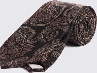 Moss Dark Brown Silk Copper Paisley Tie