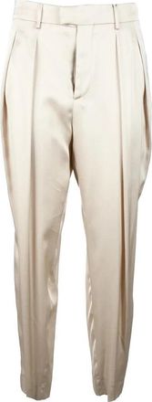 Berwich Cropped Beige Trousers with Fluid Drape and Tailored Silhouette
