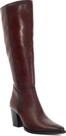 Dune London Womens Ladies Silahs - Leather Western Knee High Boots - Burgundy material_leather1 - Size UK 6