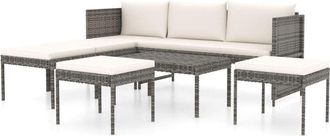 vidaXL Set De Muebles De Jard&iacute;n 6 Pzas Y Cojines Rat&aacute;n Sint&eacute;tico Gris Vidaxl