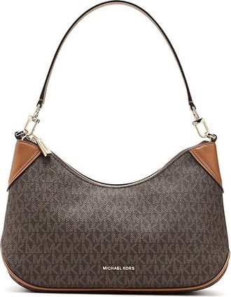 Michael Kors Jet Set Medium Convertible Pouchette Crossbody Cross Body Womens Handbags Brown/Acorn, Polyester/Polyurethane