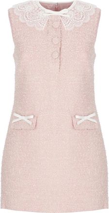 Self Portrait Boucle Mini Jurk - Dames - Feestkleedjes - Roze - XS - Wol - Kleedjes