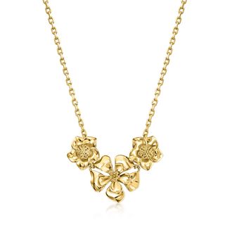 Ross-Simons Italian 10kt Yellow Gold Flower Necklace