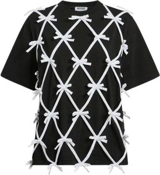 Moschino Cotton Jersey T-shirt with Bows - female - Moschino - T-Shirts - Black - XL - Tops