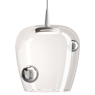 Zafferano Zafferano Lampada A Sospensione Bilia 27cm Led 8w 2700k Vetro Soffiato Bianco E Argento Per Illuminazione DInterni Di Alta Qualit&agrave; Ed Eleganza