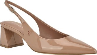 Calvin Klein Sarra Slingback Pointed Toe Pump in Light Natural Patent at Nordstrom, Size 7.5