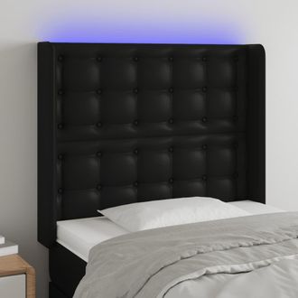 vidaXL Cabecero Con Led Cuero Sint&eacute;tico Negro 93x16x118/128 Cm Vidaxl