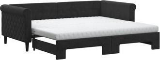 vidaXL Vidaxl - Sof&aacute; Cama Nido Con Colch&oacute;n Terciopelo Negro 90x190 Cm