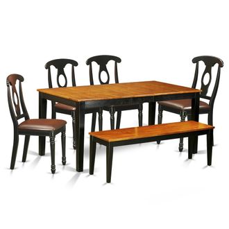 East West Furniture 6-Pc Dining set with bench-Kitchen Tables and 4 Dining Chairs Plus bench