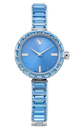 Swarovski Matrix Blue Baguette Crystal Bracelet Watch, 25mm at Nordstrom