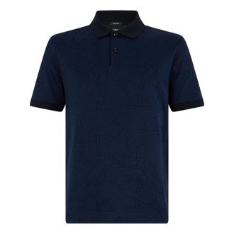 HUGO BOSS Camisa Polo de Algod&oacute;n con Estampado Jacquard - Tops - Hombre - Azul - S