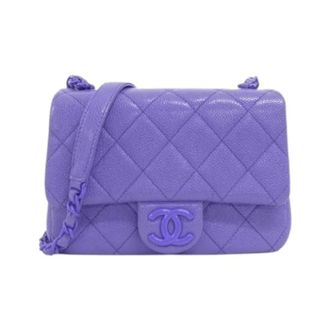 Chanel Pre-owned Leather chanel-bags - Dames - Pre-owned - Paars - Maat: ONE Size Leer