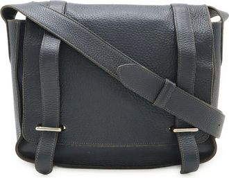 Herm&egrave;s Navy Taurillon Clemence Leather Shoulder Bag (Pre-Owned)