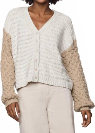 Splendid Maria Bobble Long Sleeve Cardigan In Pale Oak/camel Heather