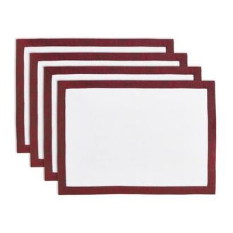 Solino Home Linen Placemats - Classic, 14 x 19 in Red Garnet And White at Nordstrom, Size Medium